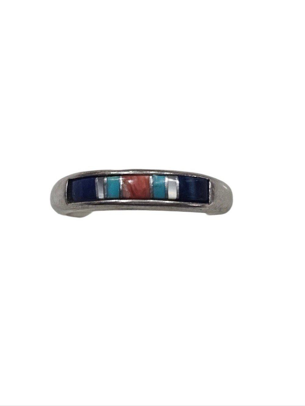 Carolyn Pollack Sterling Silver Lapis, Coral & Turquoise Band Ring Size 9